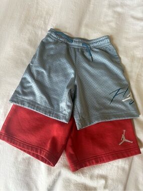 Jordan Nike Youth Red and Light Blue Athletic Shorts Set size 8-10 small